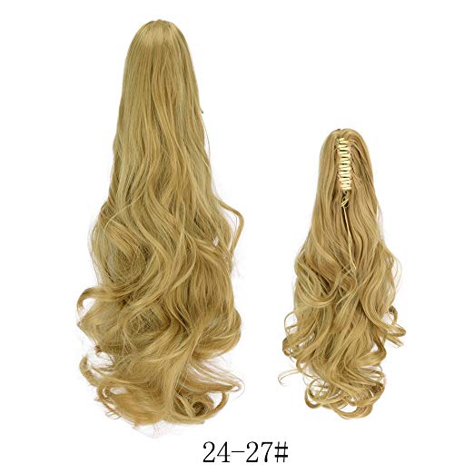 20〞Claw Ponytail Clip in Hair Extensions Hairpiece Synthetic Light Curly Soft Silky Nature Looking Heat-Resisting Different Colors for Women Fashion and Beauty-24/27#